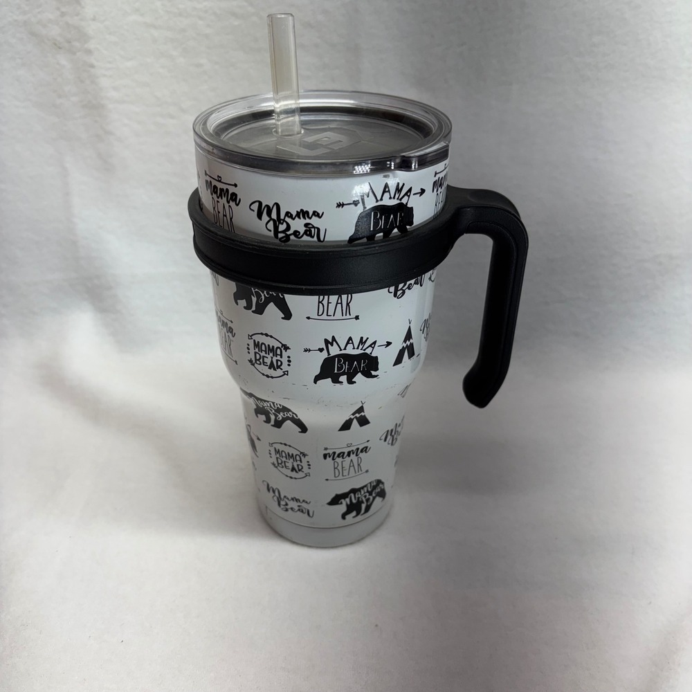 Mama Bear YETI‎ Tumbler with Handle & Straw Insulated Stainless Steel Travel Cup